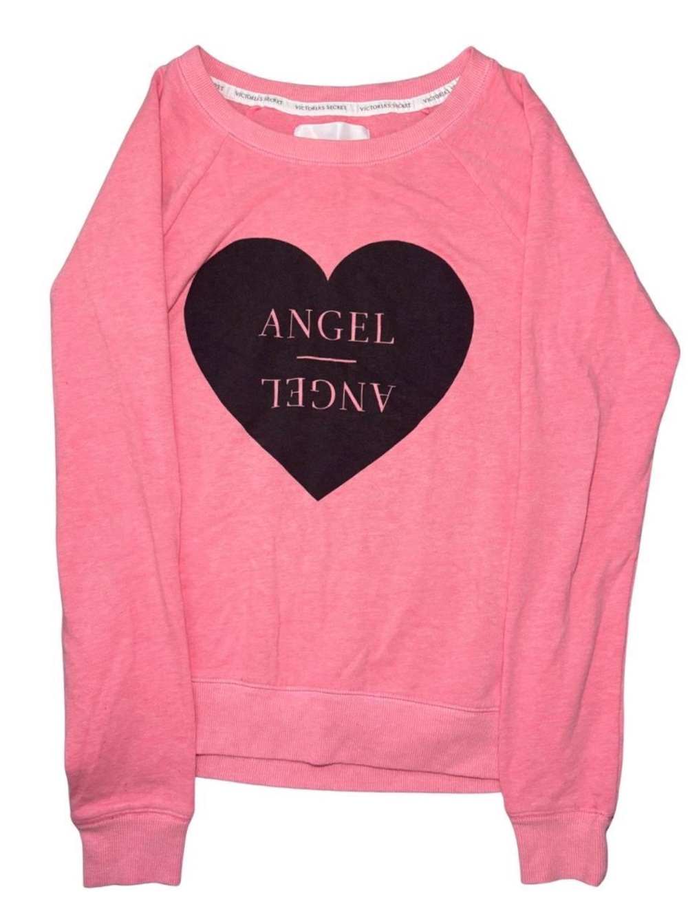 Y2K Victoria's Secret Pink Crewneck Sweatshirt with Black Heart